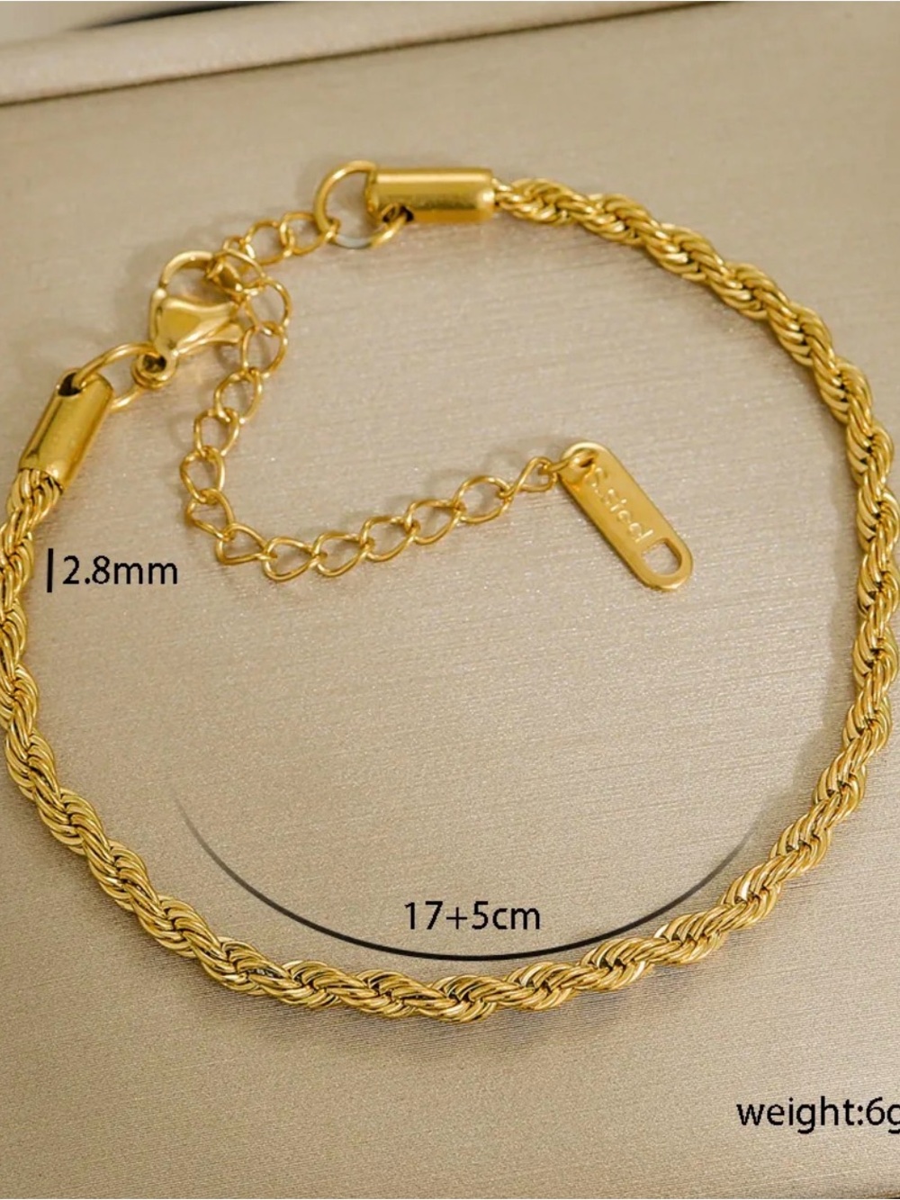 18k filled Gold Rope Chain Anklet - Elegant Women's Jewelry